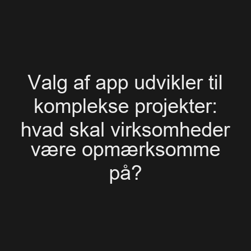 Valg af app udvikler til komplekse projekter: hvad skal virksomheder være opmærksomme på?